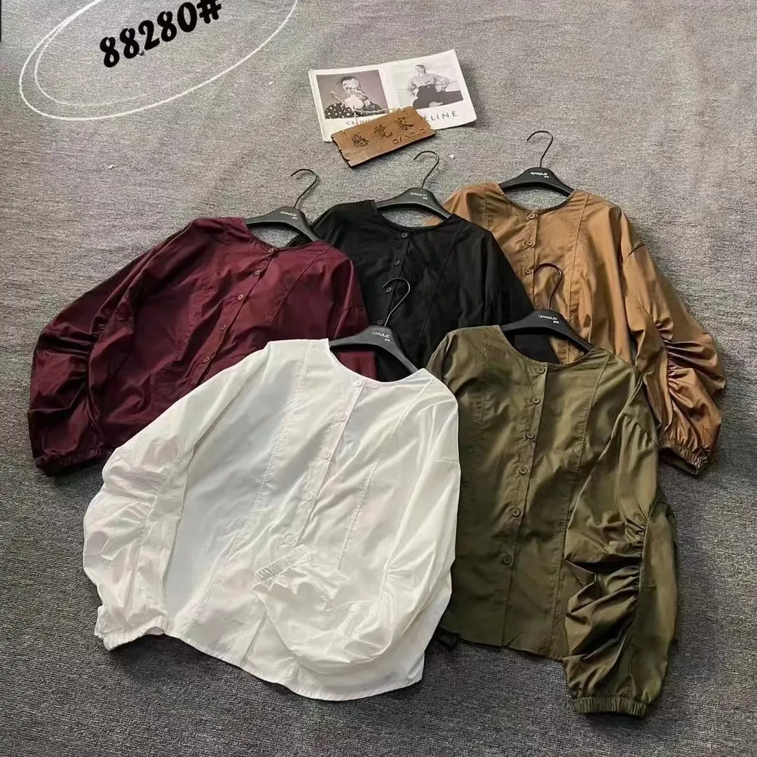 museguhui/木色古汇88280#长袖设计款时尚气质小众高级两面穿衬衣