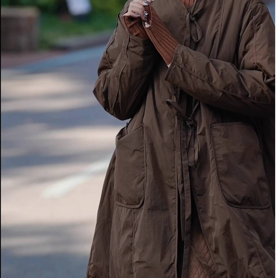 museguhui/木色古汇88181#羽绒服宽松中长款保暖冬季时尚立领百搭