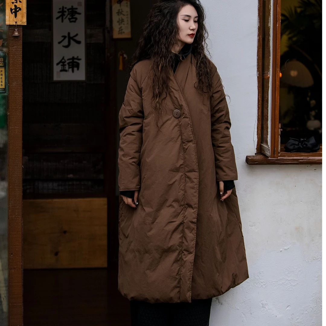 museguhui/木色古汇88189#羽绒服中长款保暖休闲冬季中国风过膝