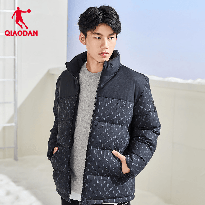 中国乔丹运动抗寒羽绒服男2023冬季新款美拉德加厚保暖印花外套
