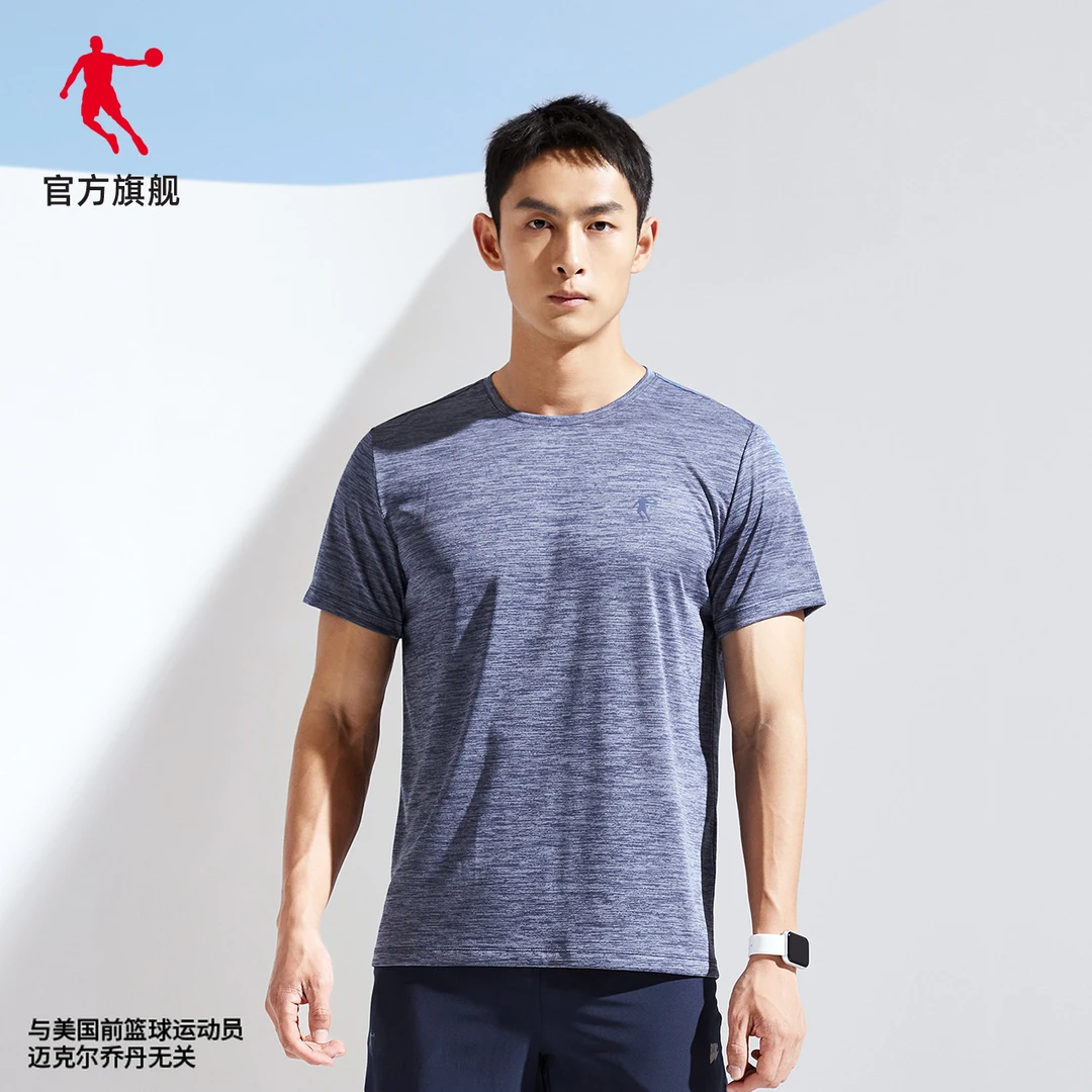 中国乔丹短袖T恤男2025夏季运动舒适透气运动健身速干短T男士上衣