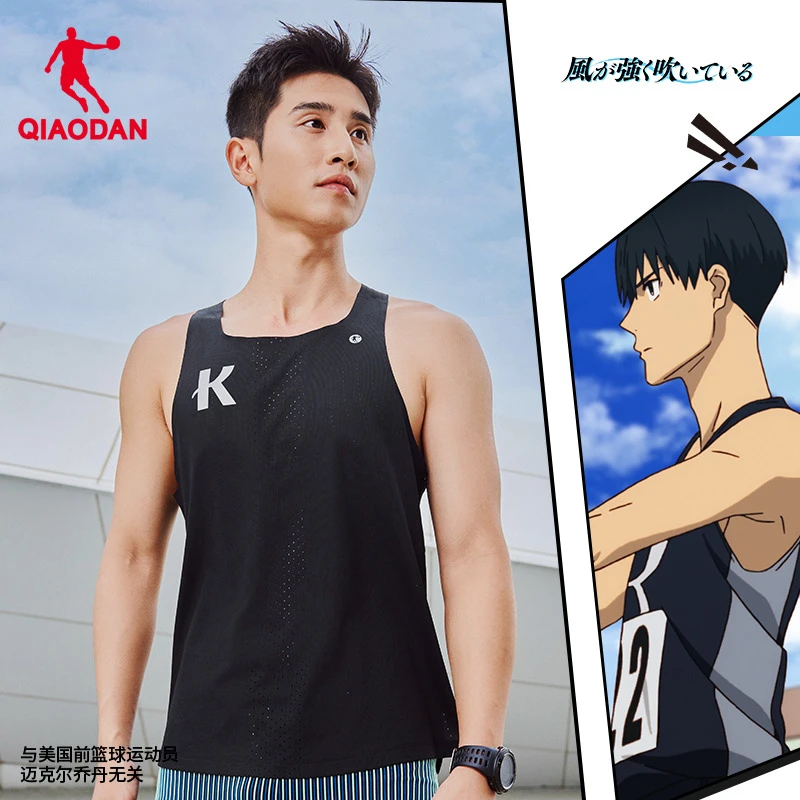 中国乔丹强风吹拂联名风洞背心男士2025夏季网孔透气运动跑步T恤