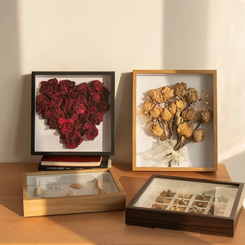 玫瑰干花相框diy手工礼物相框摆台立体中空装裱相框标本展示框