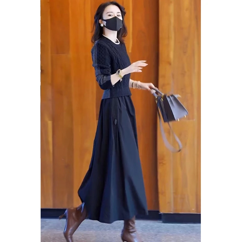 高档假两件套装轻奢连衣裙春秋2025新款大码女装大牌气质洋气裙子