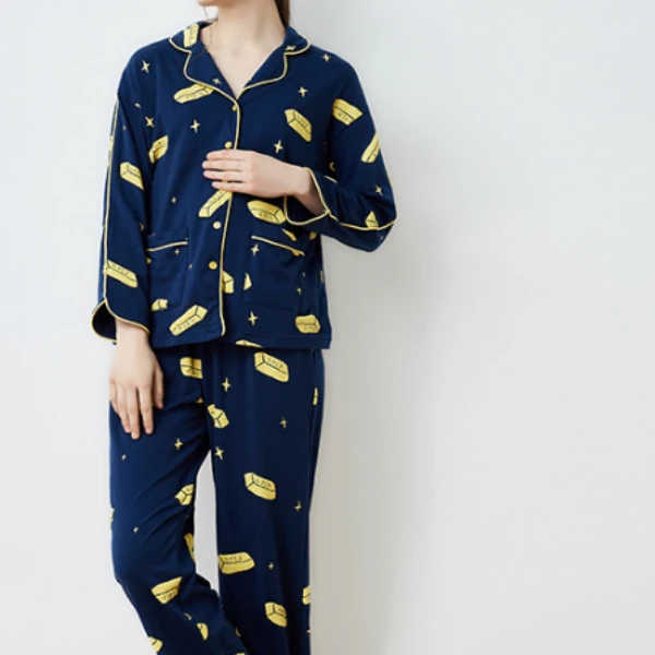 三耳兔新款秋季长袖宽松睡衣休闲简约家居服套装HCL01CT-H633W