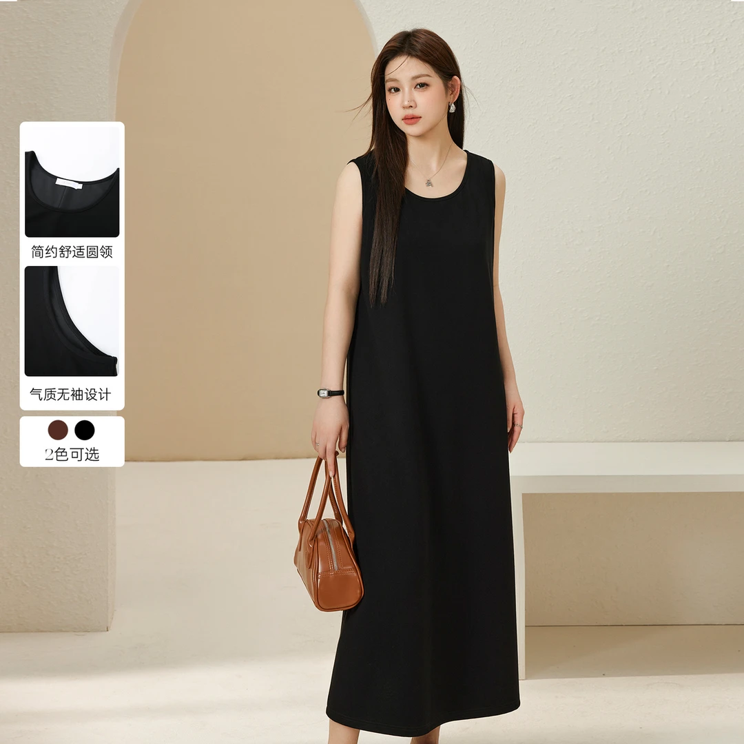 【气质松弛感】纤莉秀大码女装简约针织背心连衣裙QJ3303