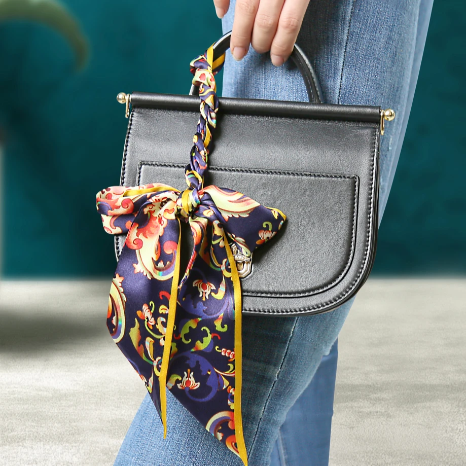 黛富妮福至庆春真丝窄长巾