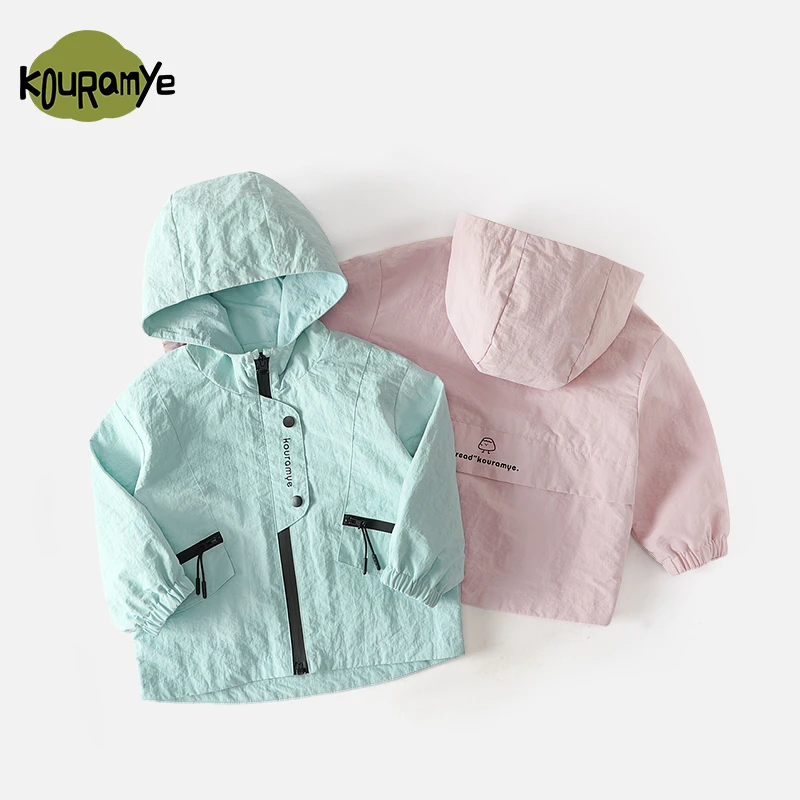酷娃米2024年秋季新款中小男女童舒适百搭连帽冲锋衣外套20570
