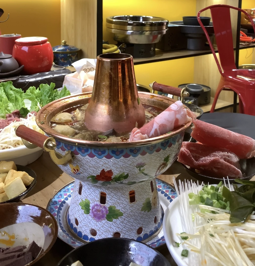 景泰蓝铜火锅加厚纯铜珐琅酒精小铜锅单人酒精炉一人一锅紫铜家用