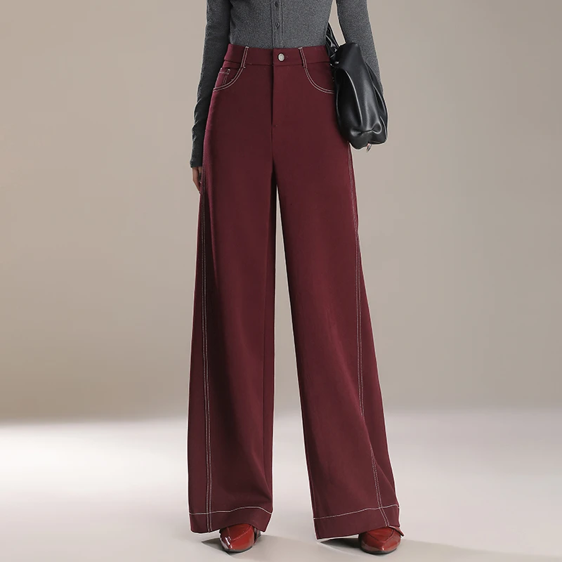 高级感秋冬加厚柔软牛仔裤时尚爆款高腰显瘦垂感宽松阔腿裤子女