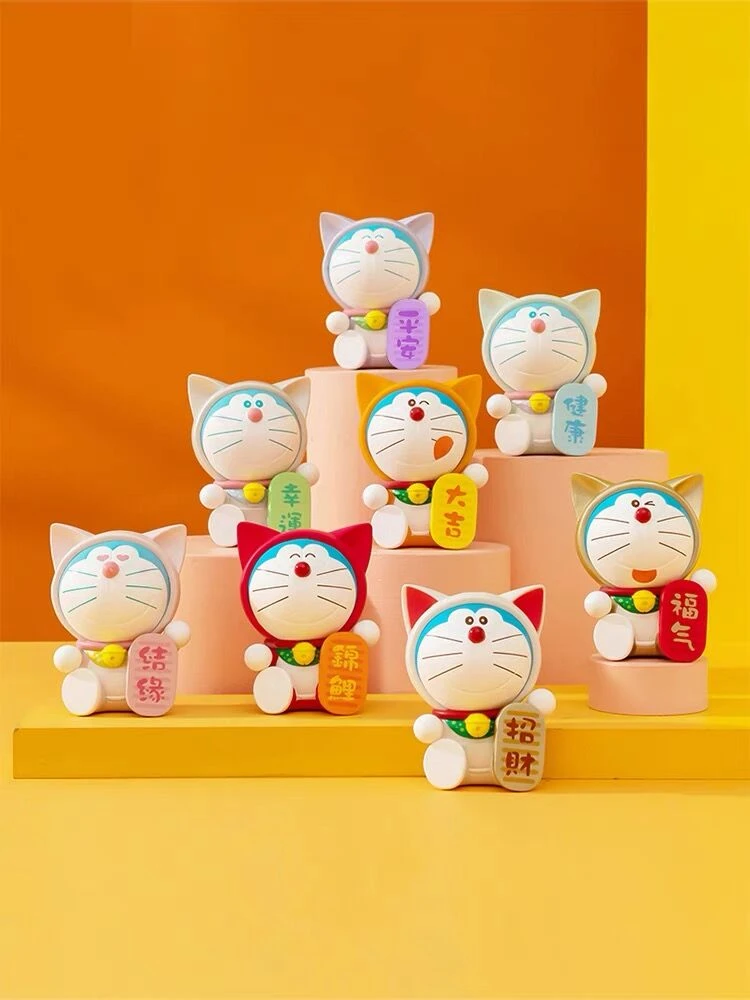 《拆盒》哆啦A梦福气满满盲盒可爱手办招财猫公仔娃娃车载摆件礼物