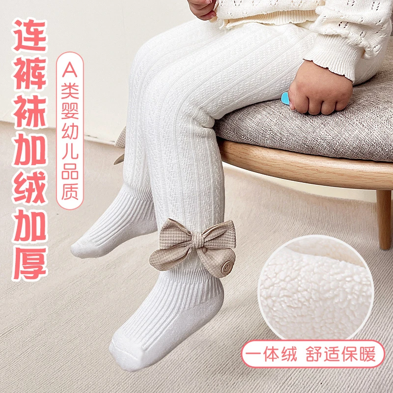 加绒加厚宝宝打底裤秋冬保暖婴儿连裤袜一体绒女童连脚裤儿童长袜