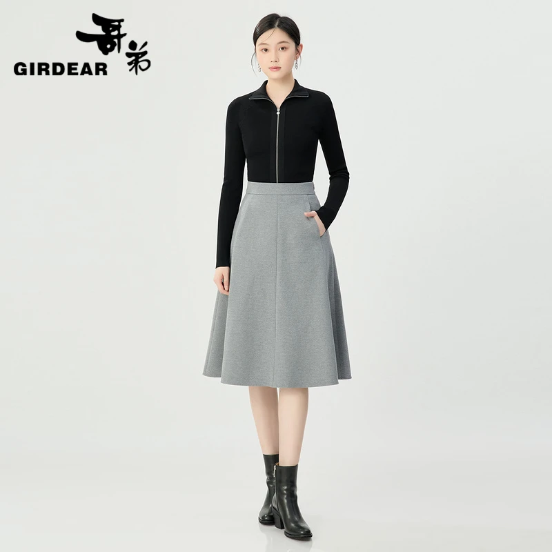 GIRDEAR/哥弟春夏新款优雅通勤A字显瘦半身裙1200336-2036131-001