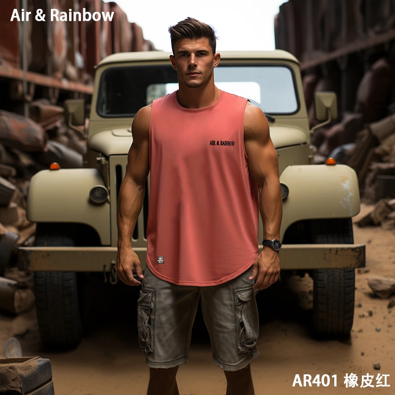 【220克紧密棉】美式男士个性刺绣字母嘻哈宽松坎肩运动背心 AR401