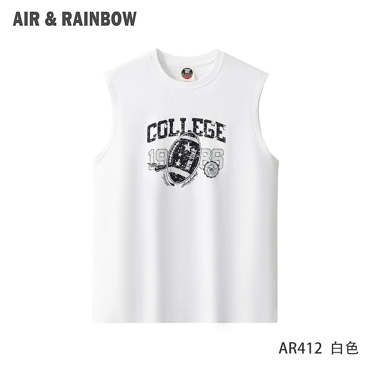 【240克精梳棉】数字印花坎肩背心休闲运动透气男士圆领无袖AR412