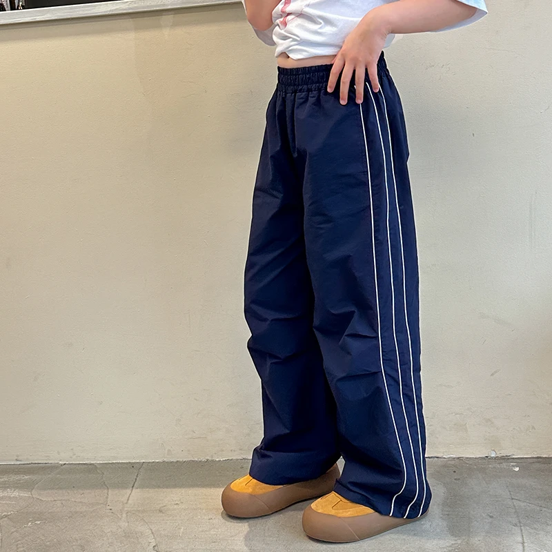 女童裤子夏季薄款宽松直筒条纹百搭运动裤休闲裤KZ087