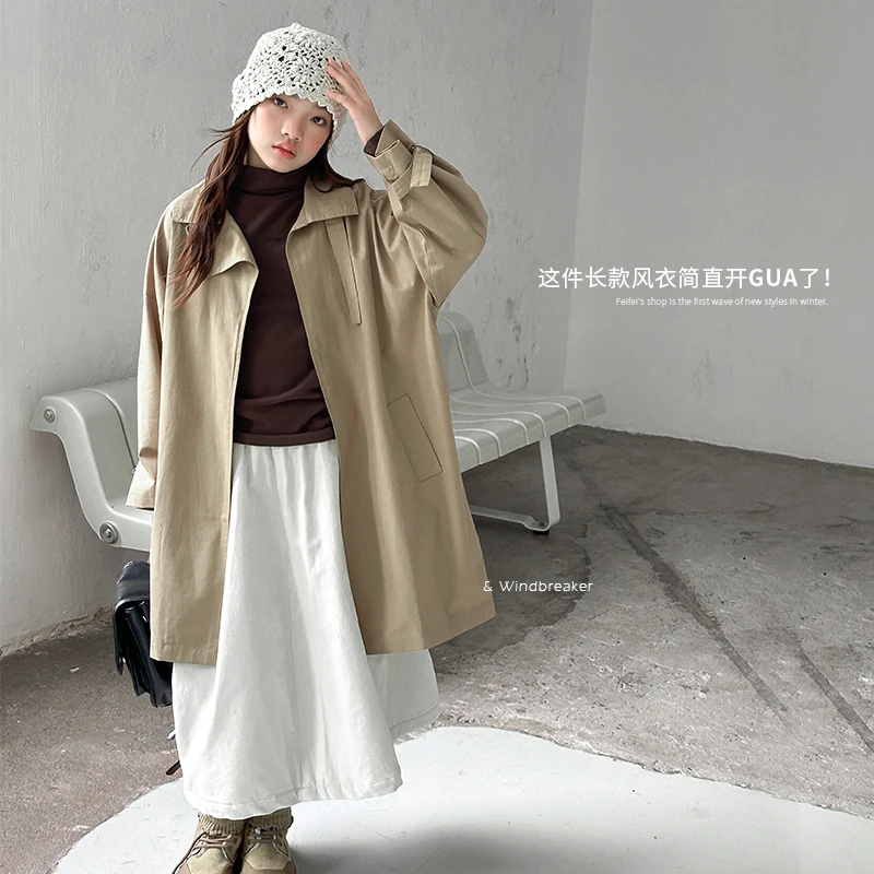 女童风衣外套秋装2024新款版型气质垂坠有型时尚童装上衣XBB049