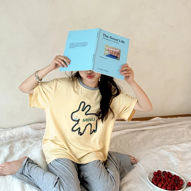 女童家居服睡衣套装卡通软糯亲肤面料夏装两件套WS061