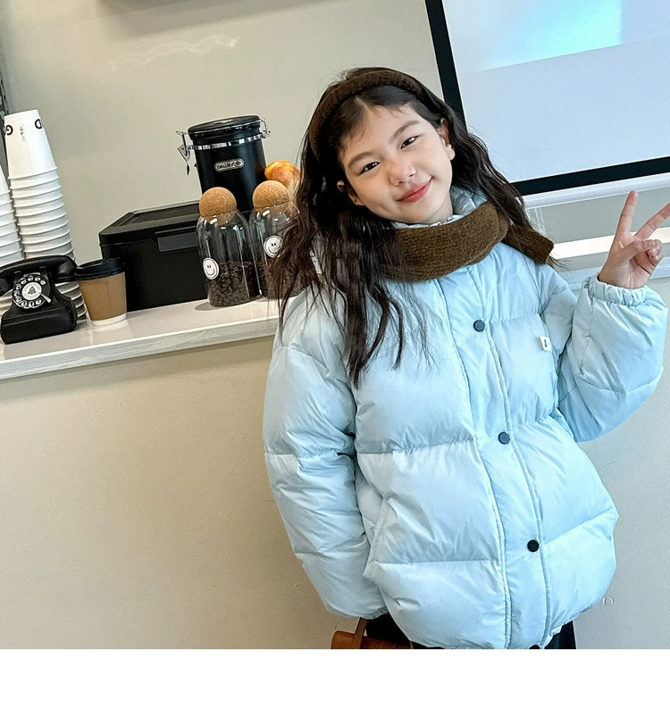 女童加厚冬季中大童连帽宽松保暖蓬松90白鸭绒羽绒服YR800