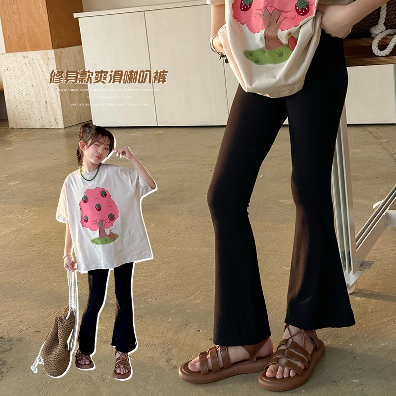 【菲菲家】女童2024夏季新款儿童薄款百搭修身喇叭裤KZ118