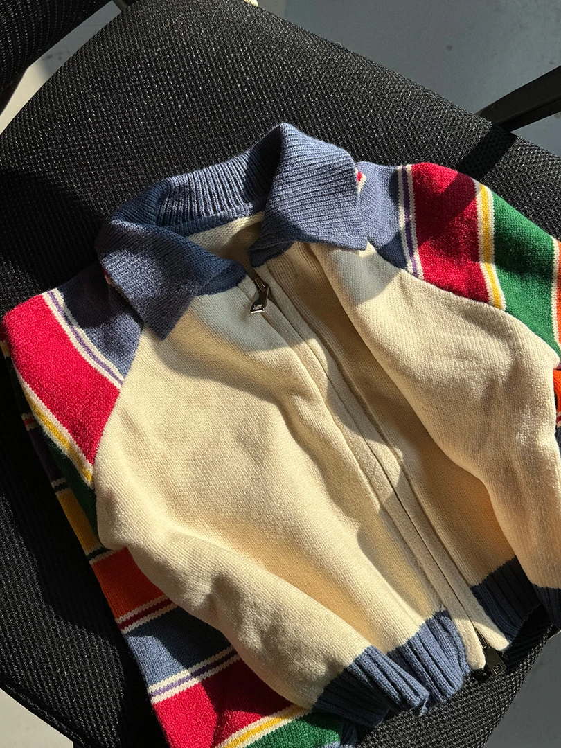 初妮女童针织开衫外套春装中大童短款拉链衫薄款毛衣MS572