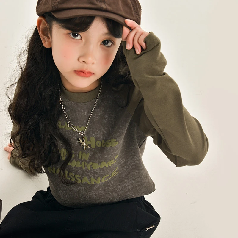 潮童时尚韩版儿童上衣童装女童长袖圆领SY131