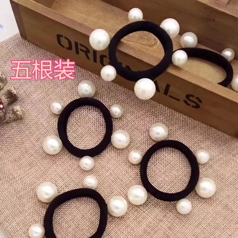 非金属布艺发饰 简约百搭大珠珠发绳发圈头绳无接缝皮筋韩版发饰