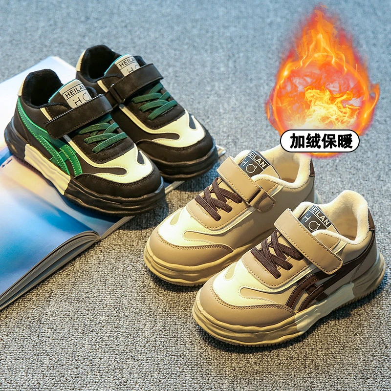 冬季新款儿童女童男童加绒软底加厚保暖板鞋