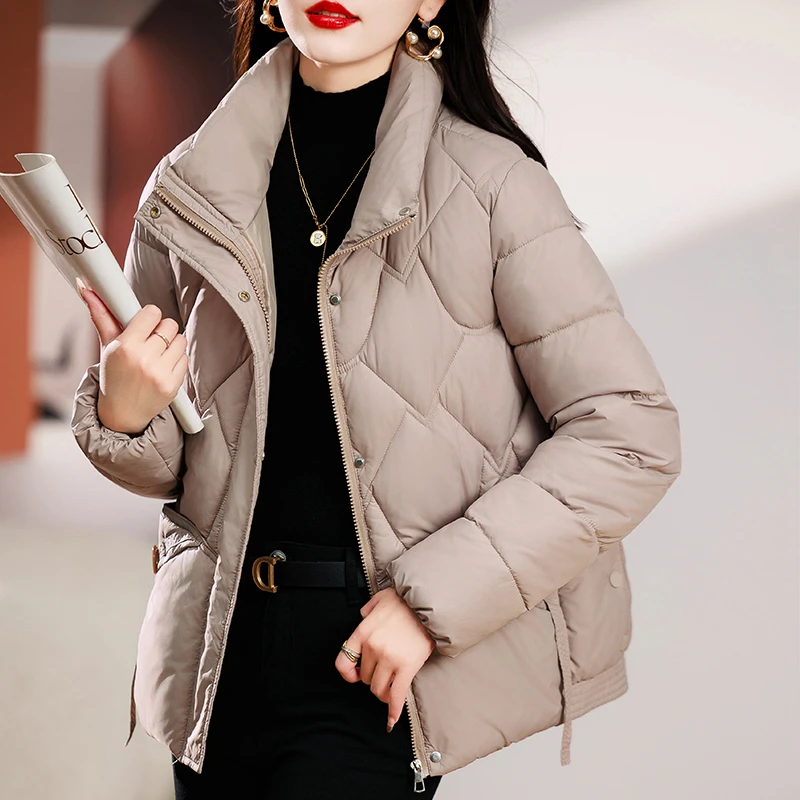 2023冬季新款棉服气质时尚女装百搭立领短款宽松简约棉衣女士外套