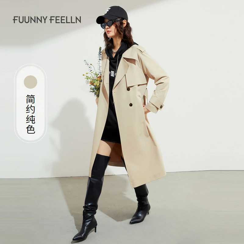 【达人专属】FF||仿佛风衣外套女卡其色简约经典大衣FJ00240