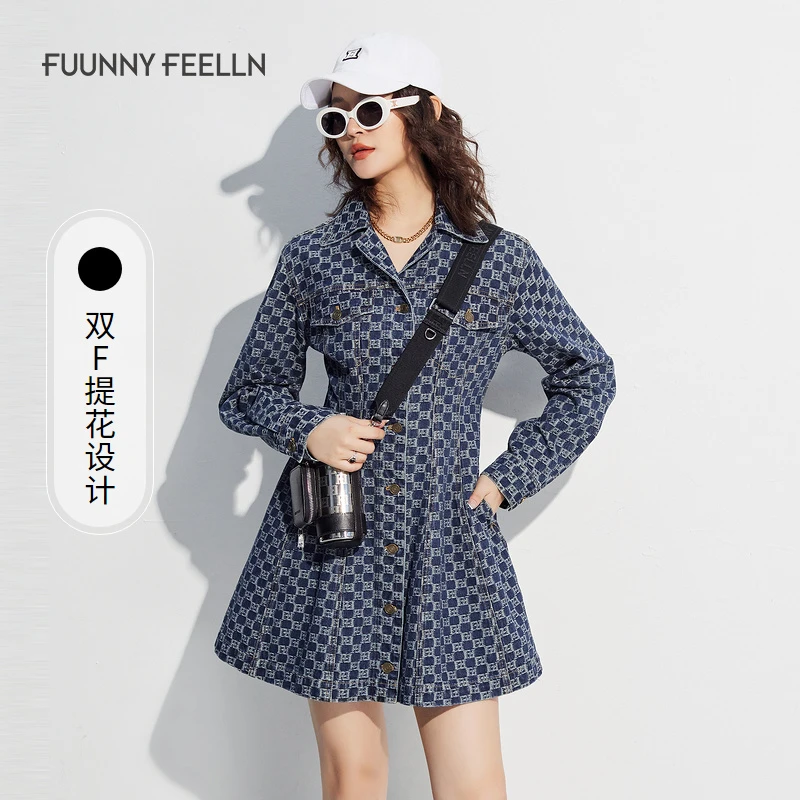 仿佛|仿佛连衣裙气质裙子老花设计感纯棉高端时尚蓝色仿佛FF01648