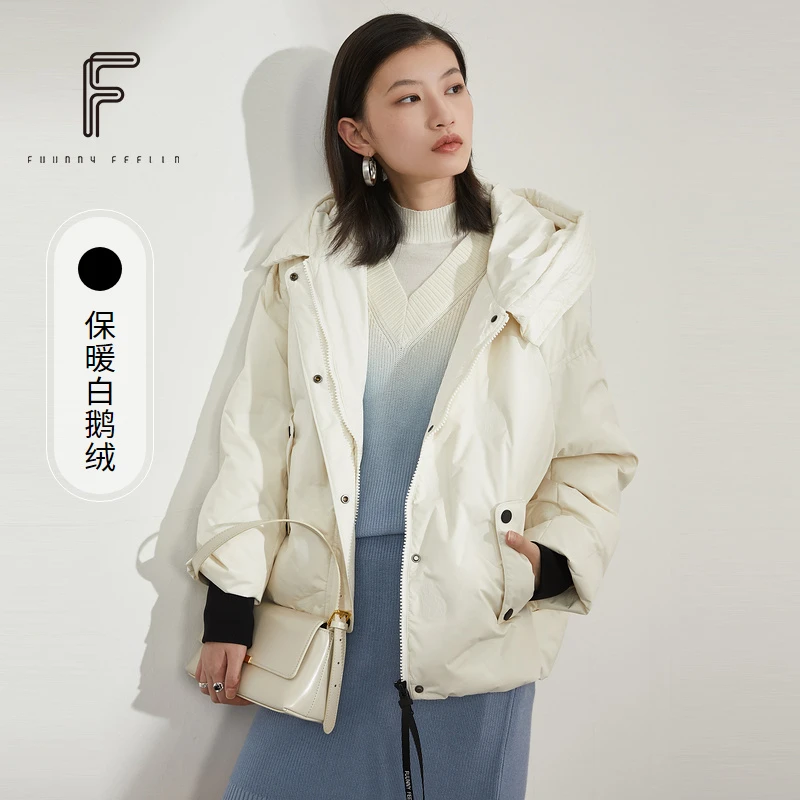 商场同款FF冬季新款短款加厚白鹅绒时尚休闲宽松收腰女士FR00259