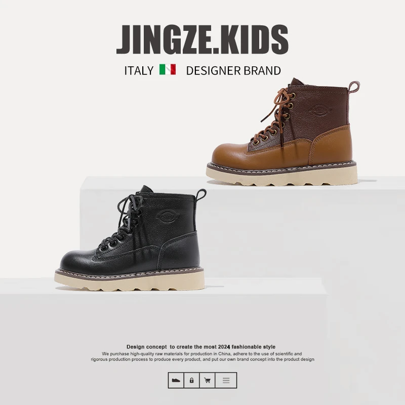 女童靴子秋冬季新款时尚大黄靴儿童洋气马丁靴女孩男孩短靴大童靴