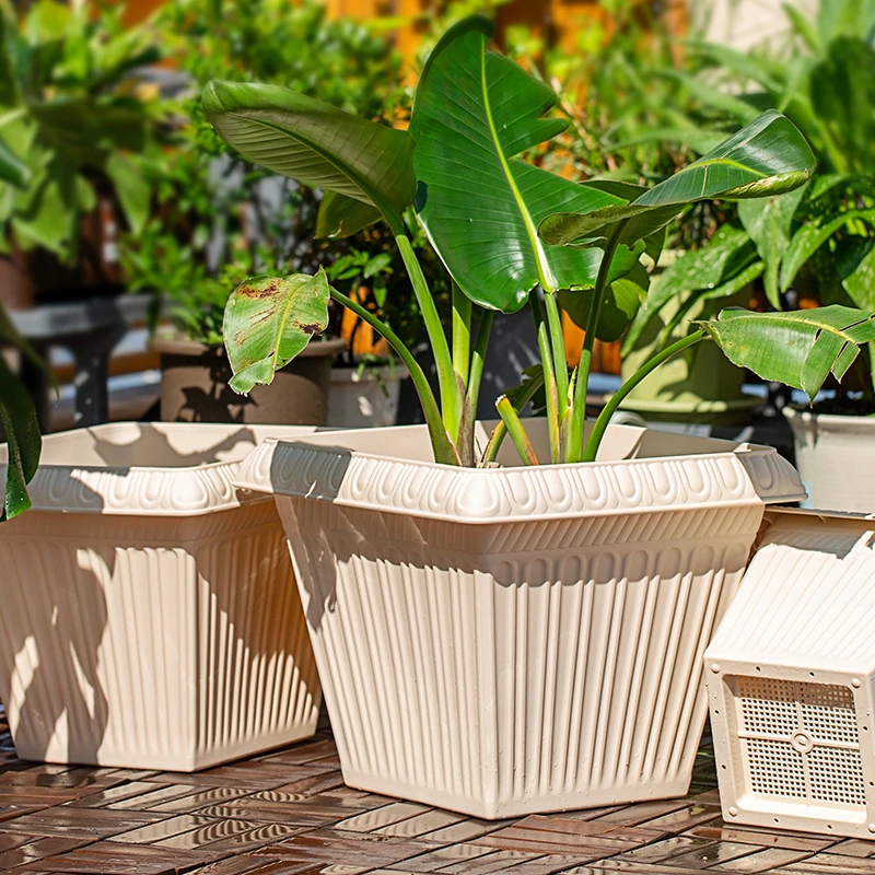 【甄选】爱丽思方盆加厚种菜盆浮雕树脂陶花盆阳台蔬菜种植盆爱丽丝