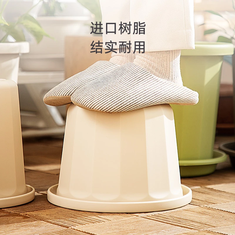 【商城】爱丽思简约花盆塑料创意长钵花盆树脂圆形多肉爱环保花盆