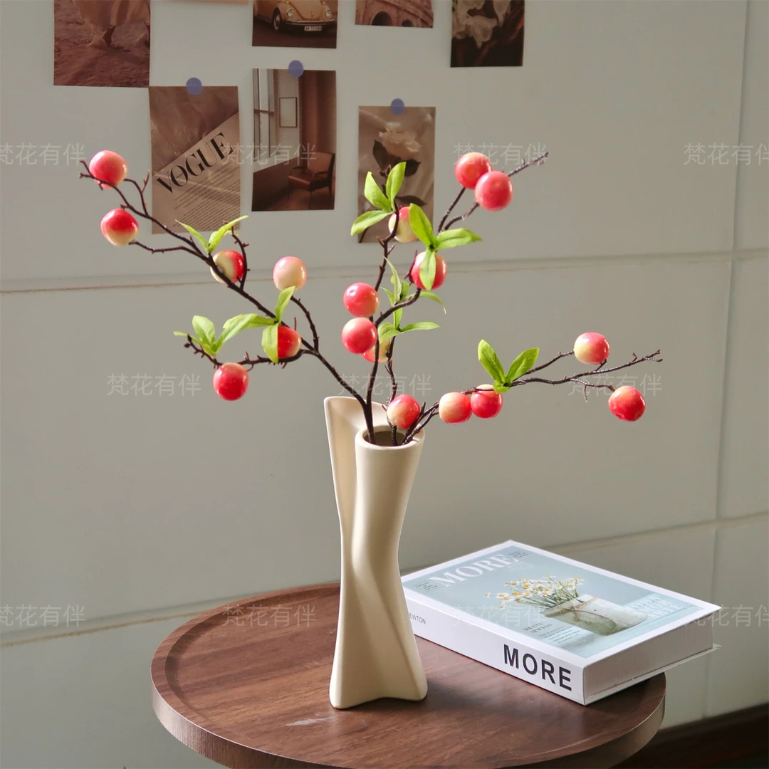 小苹果仿真花轻奢家居酒店餐厅餐桌客厅陶瓷装饰摆件花艺摆设