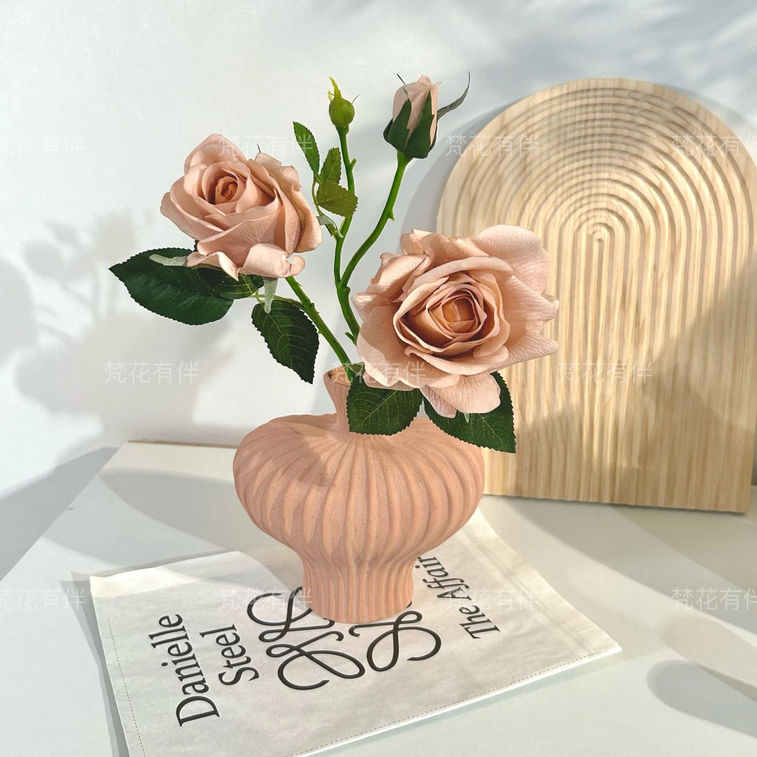 妃子玫瑰保湿手感仿真花假花餐边柜家居装饰客厅装饰花艺摆件