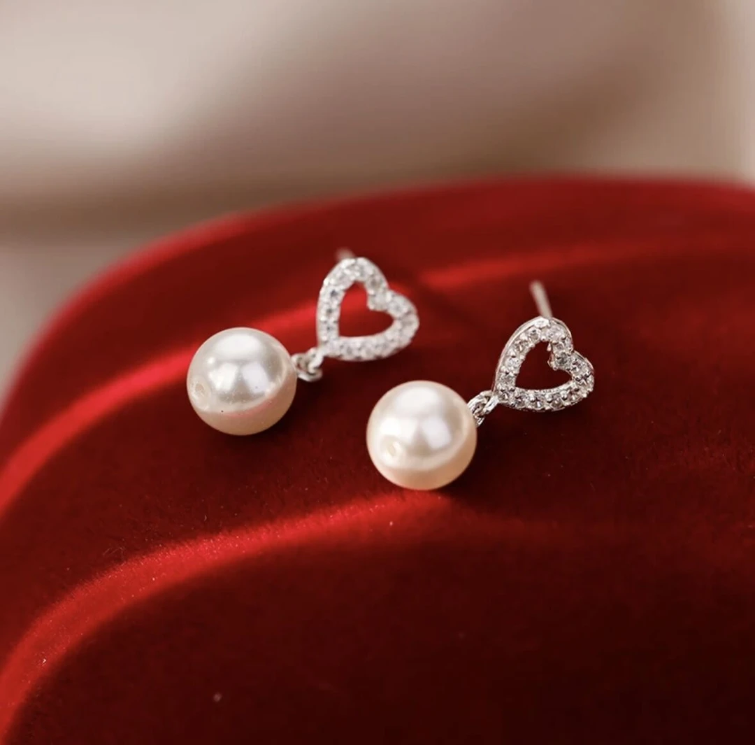 足银耳饰 四叶草/蝴蝶/爱心贝珠耳钉 粉丝专享 送礼盒