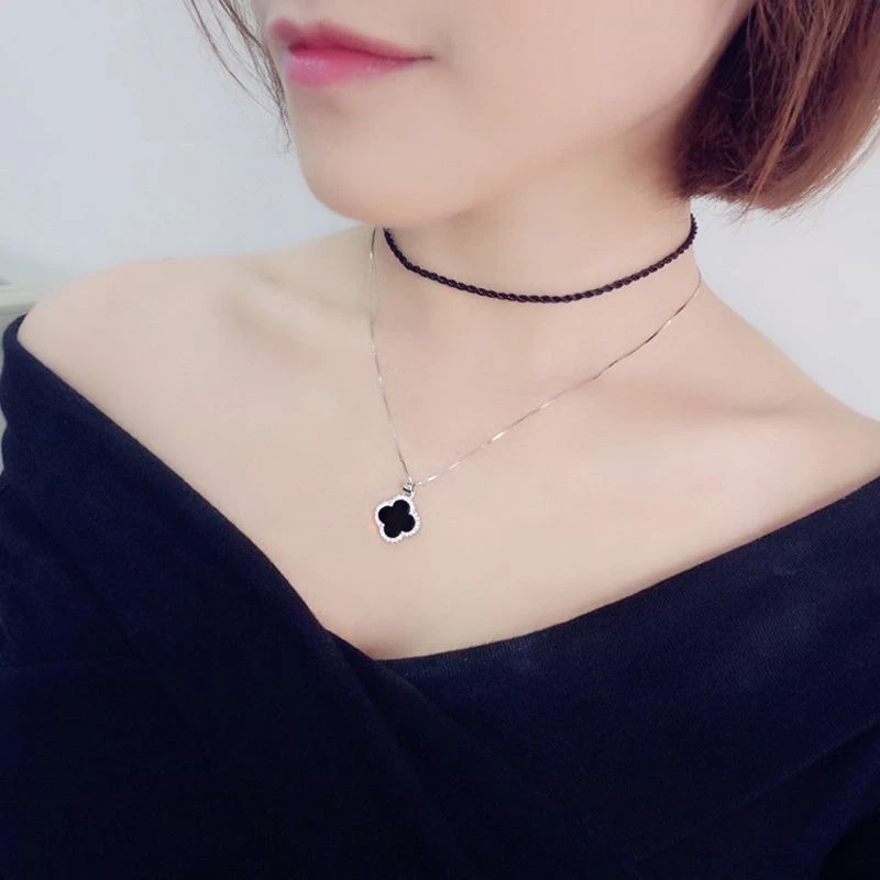 红玛瑙/黑色玛瑙 四叶草 单吊坠