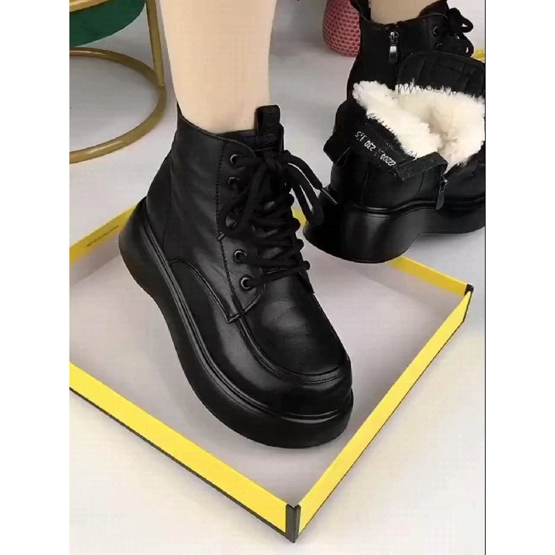 真软皮雪地靴女2023新款冬季加绒加厚棉鞋皮毛一体厚底百搭棉靴女