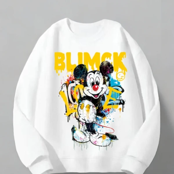 春秋时尚卡通印花5D米奇卫衣