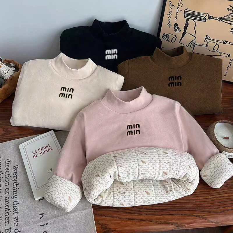 【700克夹棉抗寒】儿童打底冬季桑蚕丝保暖上衣加厚半高领套头长袖