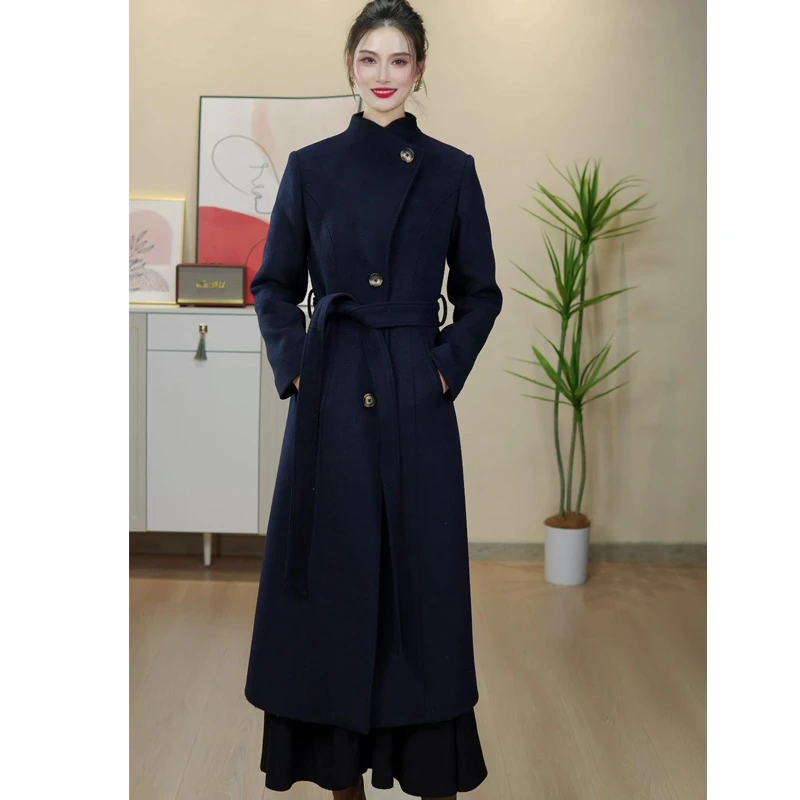 毛呢大衣长款收腰显瘦气质呢子外套女装秋冬新款加厚保暖时尚优雅
