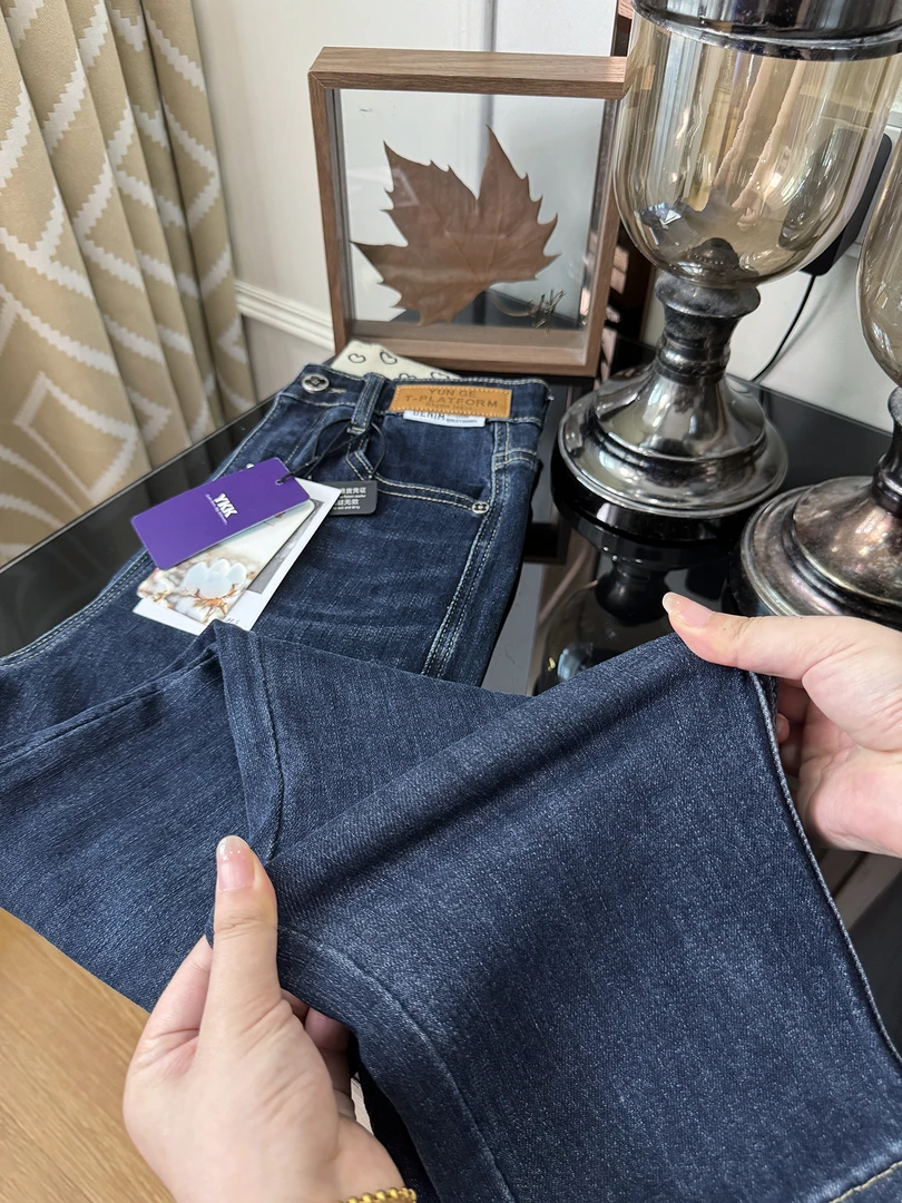 高腰黑色牛仔裤女直筒裤微胖显瘦版型弹力时尚百搭九分加绒秋冬季