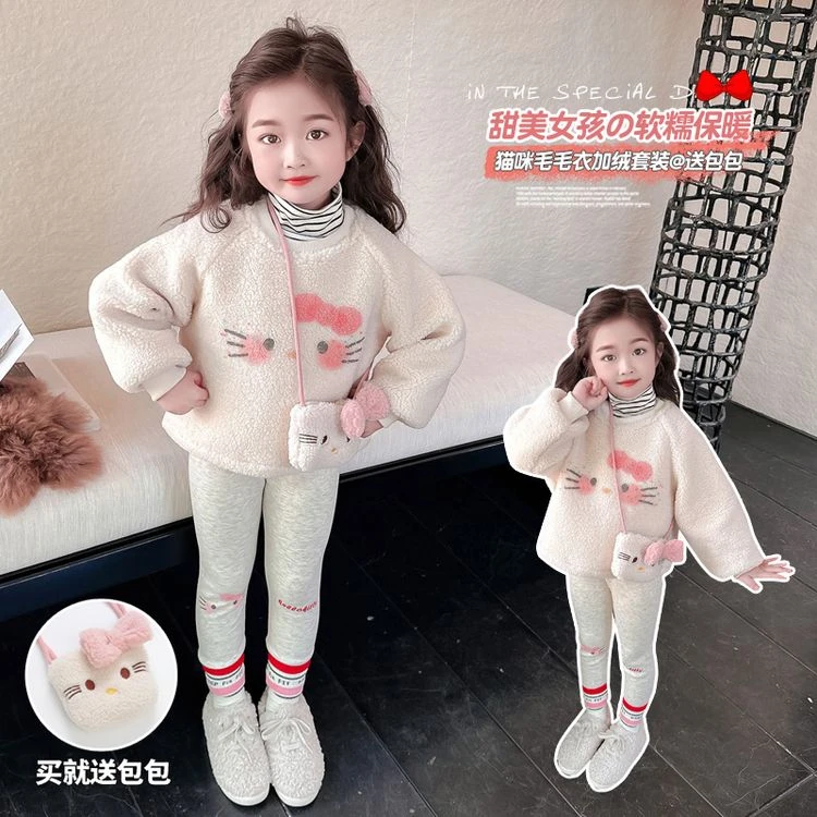 套装韩版冬季卡通动漫女童中小童