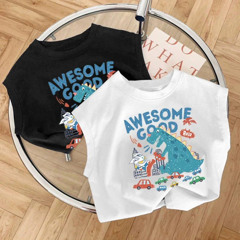 1-3岁中小童卡通奥特曼打怪兽背心夏4-6岁男宝宝纯棉无袖T恤上衣