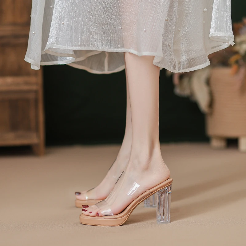 【防水台踩屎感凉鞋】厚底仙女风高跟鞋外穿粗跟凉拖鞋露趾方头夏季