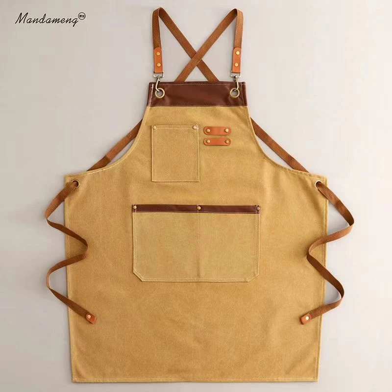 西藏包邮帆布围裙厨房家用餐饮专用上班美甲奶茶店工作服围腰