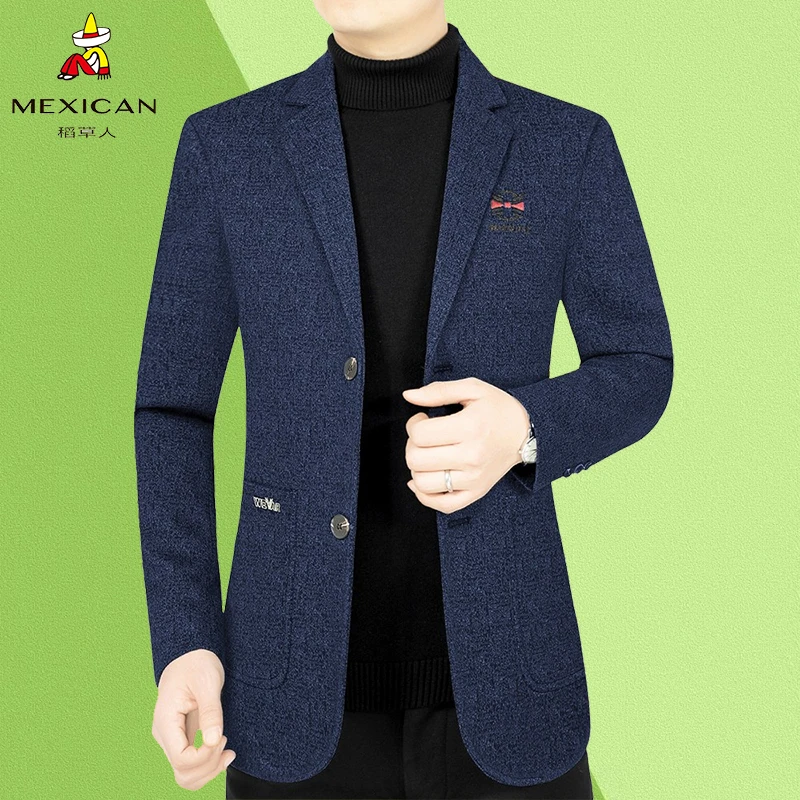休闲西服爸爸外套秋冬男士高档中青年商务春季百搭便西男装