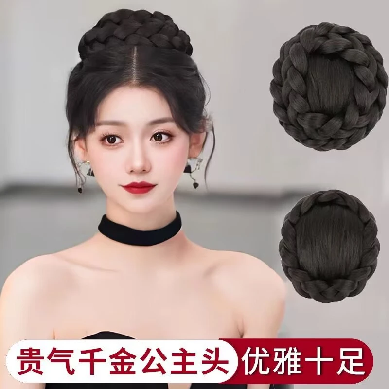 丸子头假发千金贵气公主头发包新娘婚纱造型赫本舒适丸子头假发圈